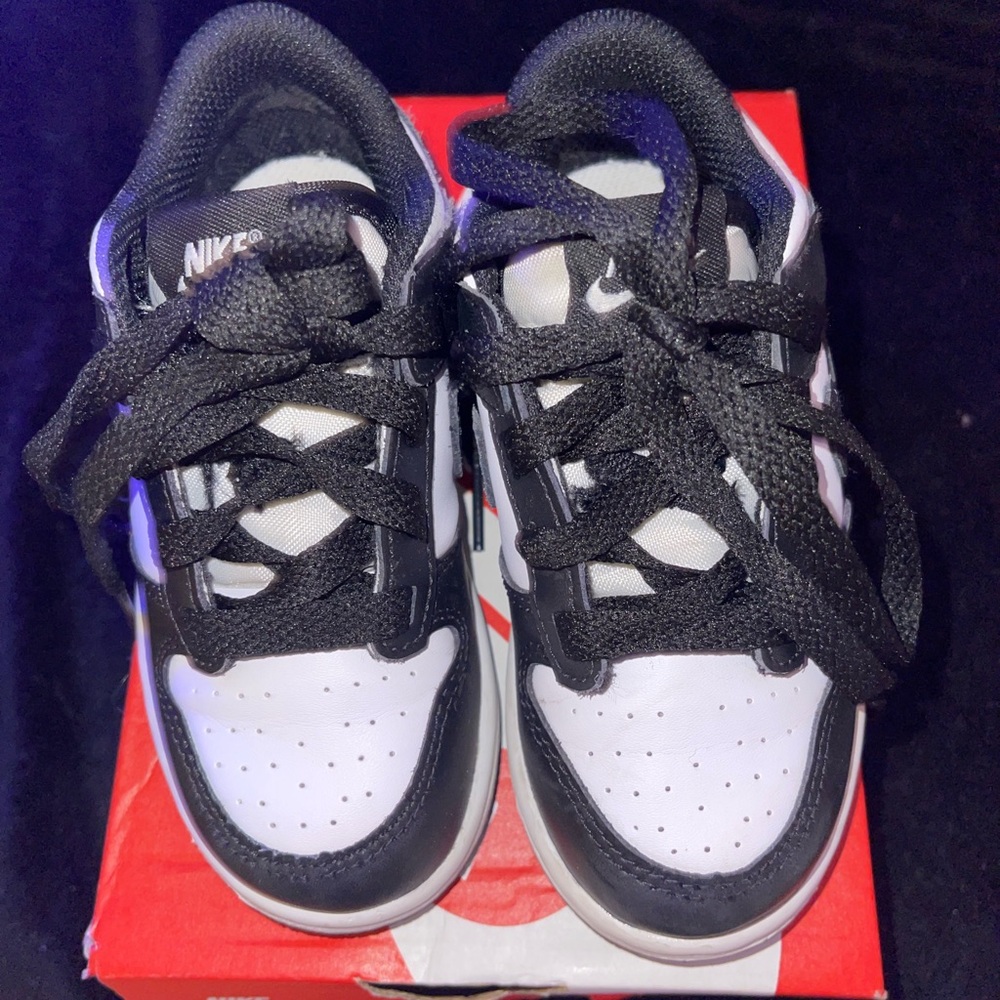 Used Black & White Panda Dunks  Sneakers - White and Red